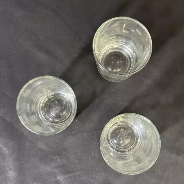 Lot of 3 Etched Dot Highball Glasses 5.25 Inch