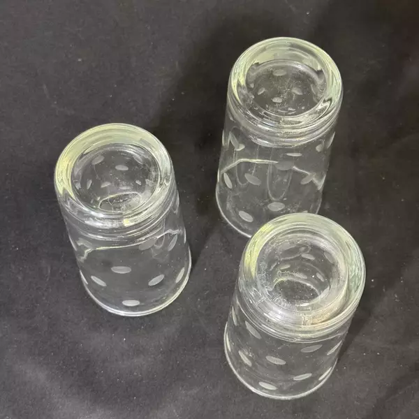 Lot of 3 Etched Dot Highball Glasses 5.25 Inch