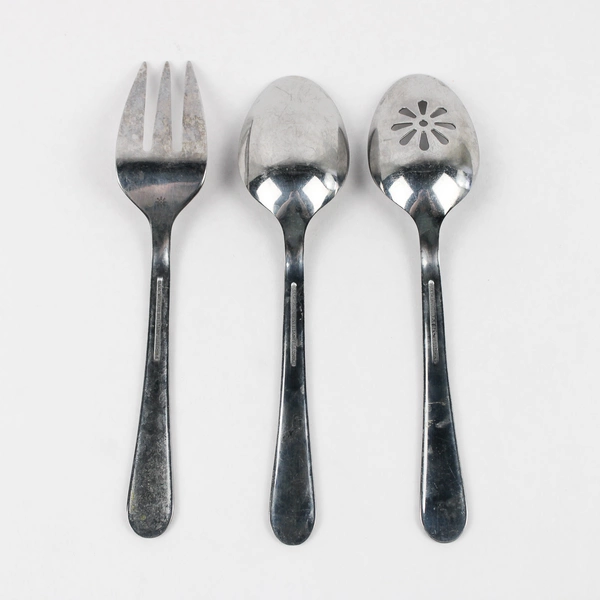 Set of 3 Isaac Mizrahi ISZ4 Stainless Steel Serving Spoons and Fork