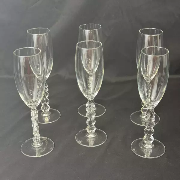 6 Cristal D'Arques Millennium 2000 Stem Crystal Champagne Flutes 9.25 Inch