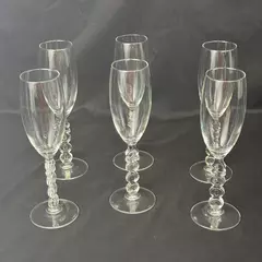 6 Cristal D'Arques Millennium 2000 Stem Crystal Champagne Flutes 9.25 Inch