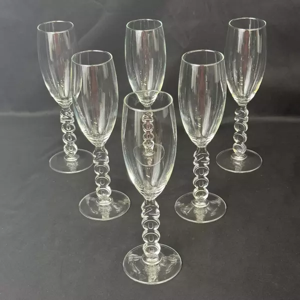 6 Cristal D'Arques Millennium 2000 Stem Crystal Champagne Flutes 9.25 Inch