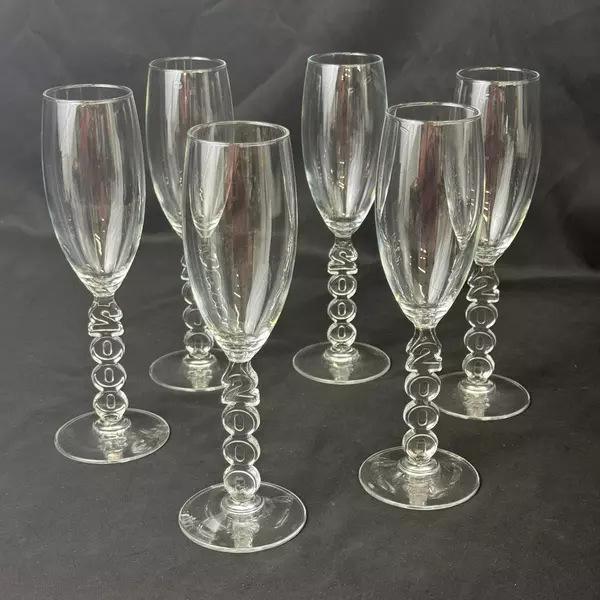 6 Cristal D'Arques Millennium 2000 Stem Crystal Champagne Flutes 9.25 Inch