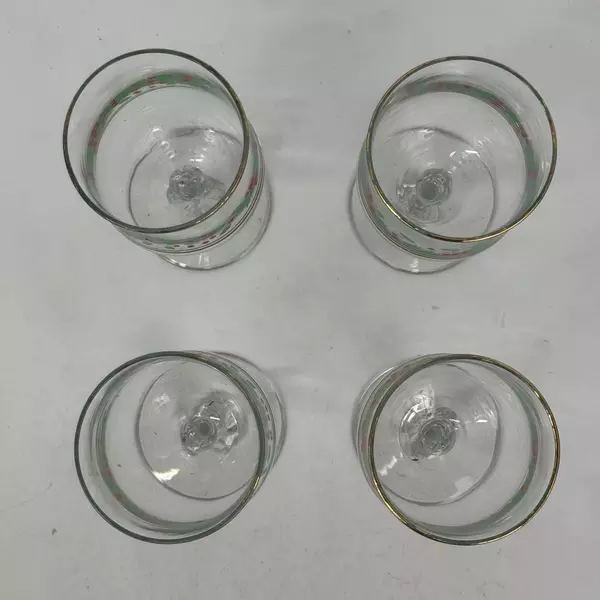 4 Arby's Libbey Holly Berry Christmas Water Goblets 6.75 Inch Bow Stem
