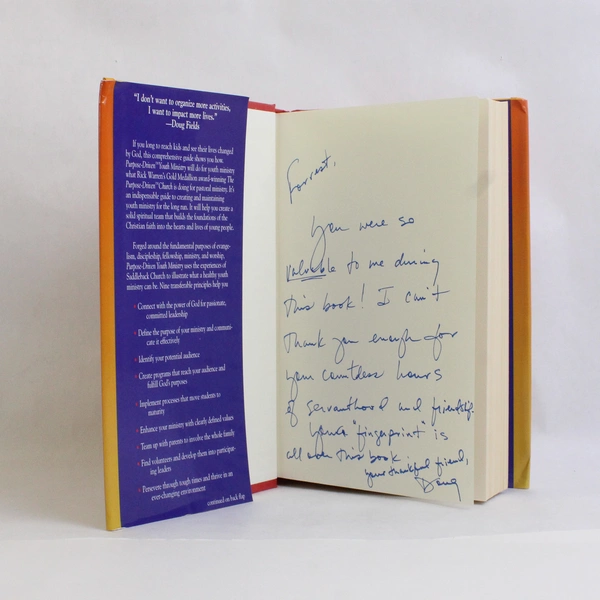 Purpose Driven Youth Ministry by Doug Fields 1998 HC DJ Signed Inscription