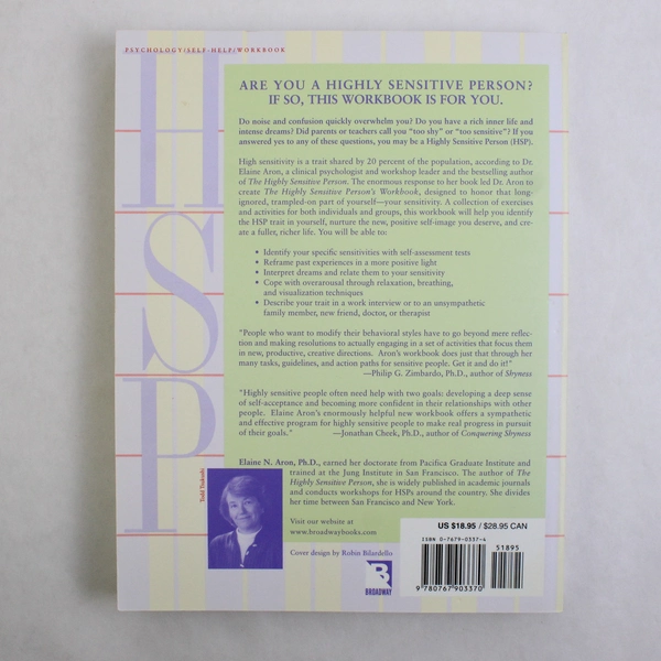 The Highly Sensitive Person's Workbook by Elaine N Aron 1999 PB 1st Edition