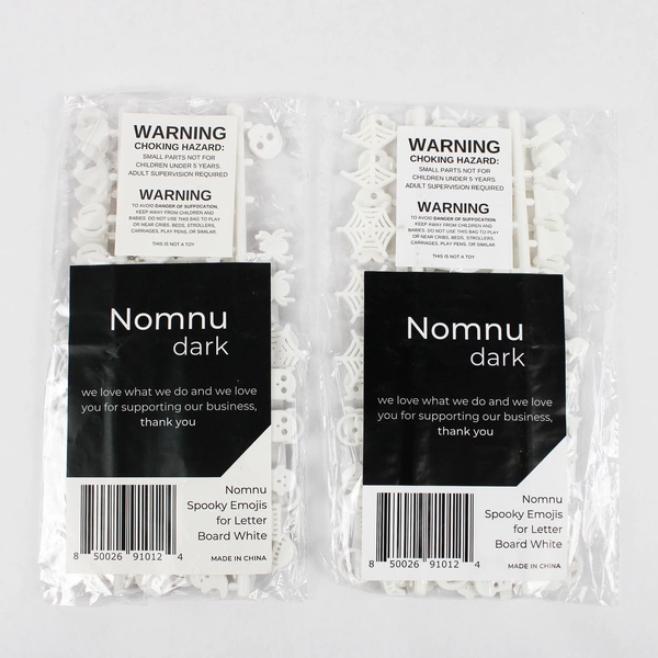 Lot of 2 Nomnu Halloween Letter Board Characters White Spooky Emojis New