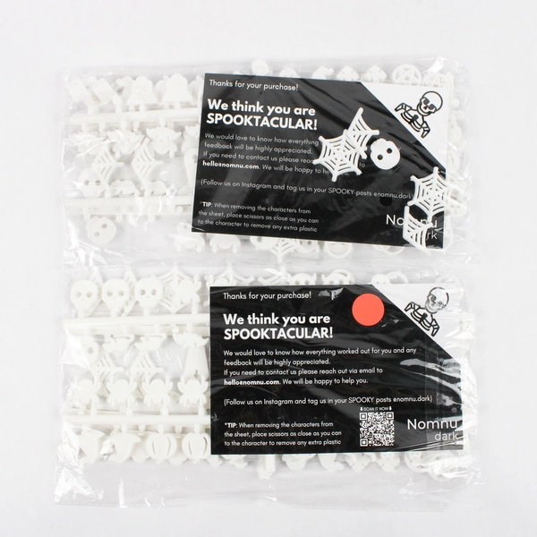 Lot of 2 Nomnu Halloween Letter Board Characters White Spooky Emojis New