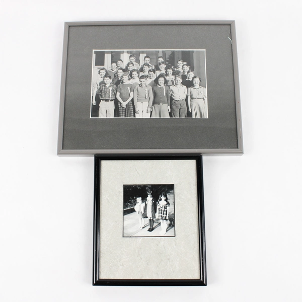 Lot of 2 Framed B&W School Children Pictures in Nielsen Frames  8 x 10 & 5 x7