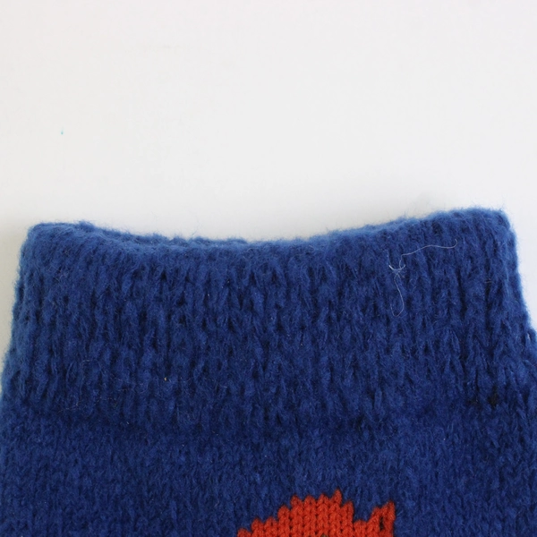 Daiso Women's Room Socks Blue W/ Orange Poppies Patern #0743 US Size 6-8