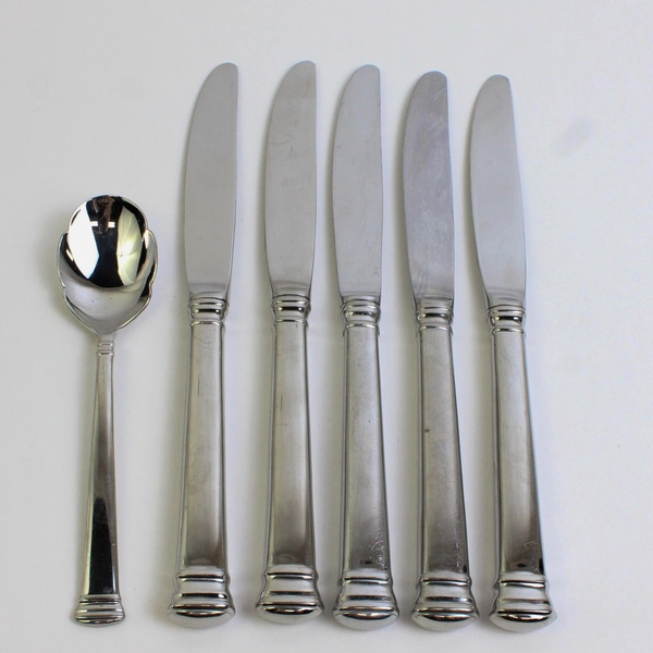 Lot of 6 Lenox Eternal 18/8 Stainless Steel Flatware 5 Knives & 1 Sugar Spoon