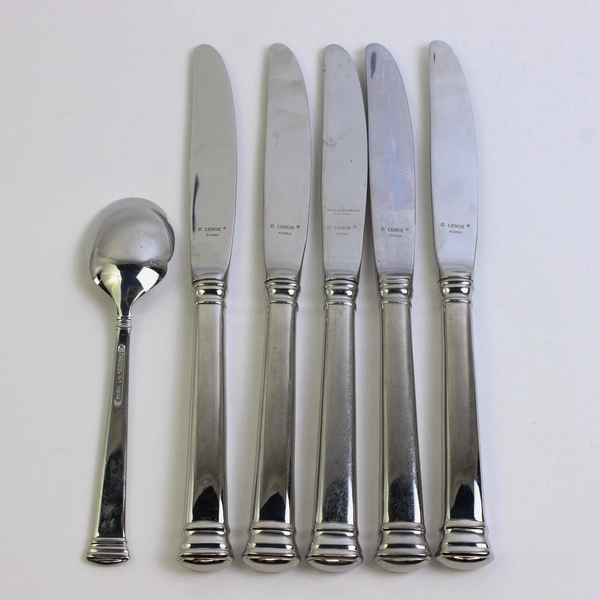Lot of 6 Lenox Eternal 18/8 Stainless Steel Flatware 5 Knives & 1 Sugar Spoon