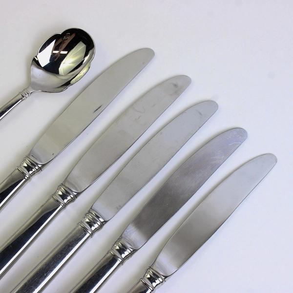 Lot of 6 Lenox Eternal 18/8 Stainless Steel Flatware 5 Knives & 1 Sugar Spoon