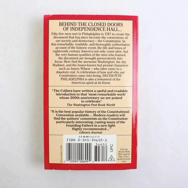 Decision in Philadelphia The Constitutional Convention of 1787 PB 1987
