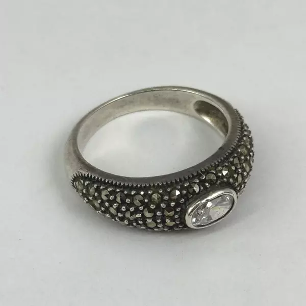 Judith Jack Sterling Silver Marcasite And Cubic Zirconia Womens Ring Size 8
