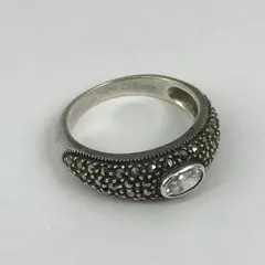 Judith Jack Sterling Silver Marcasite And Cubic Zirconia Womens Ring Size 8
