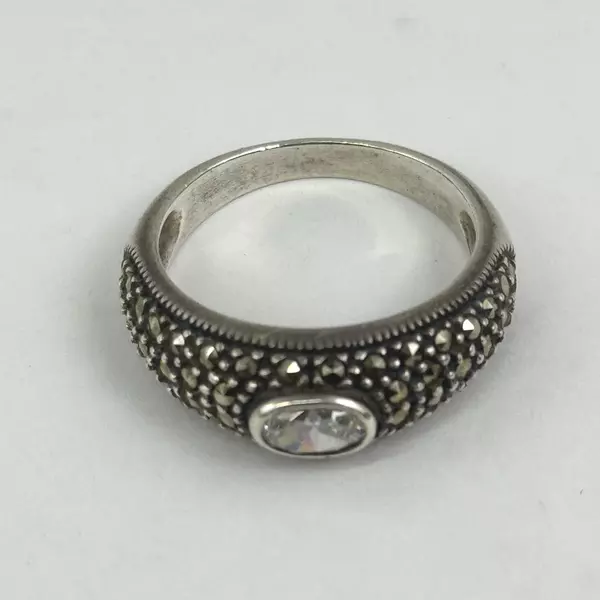 Judith Jack Sterling Silver Marcasite And Cubic Zirconia Womens Ring Size 8