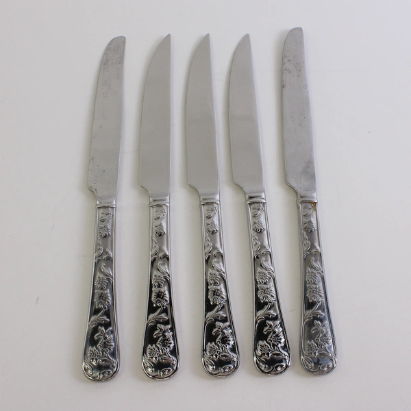 Lot Of 5 Reed & Barton Queen's Garden (Stainless) Flatware Steak & Dinner Knives