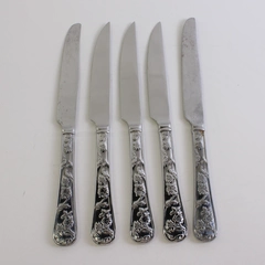 Lot Of 5 Reed & Barton Queen's Garden (Stainless) Flatware Steak & Dinner Knives