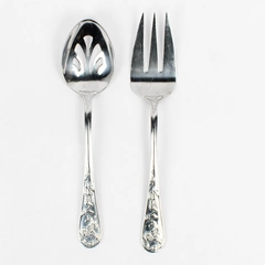 Lot Of 2 Reed & Barton Queen's Garden (Stainless) Flatware Serving Set