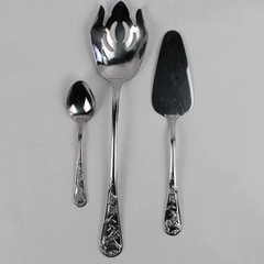 Lot Of 3 Reed & Barton Queen's Garden (Stainless) Flatware Assorted Serving