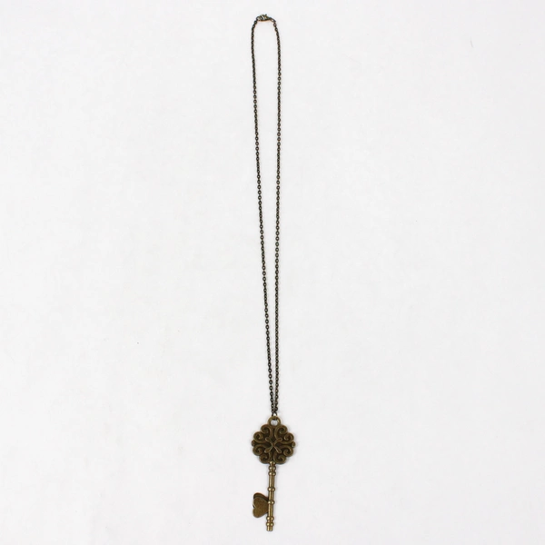 Brass-Tone Steampunk Style Skeleton Key Pendant Necklace 26"