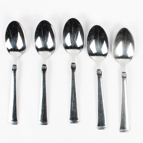 Lot Of 5 Mikasa Rope (Stainless) Flatware Oval Soup Spoons