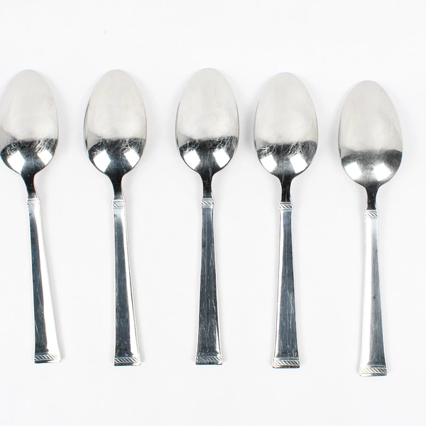 Lot Of 5 Mikasa Rope (Stainless) Flatware Oval Soup Spoons