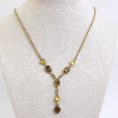 Liz & Co. Yellow and Amber Stones Gold-Tone Y-Drop Necklace 16"