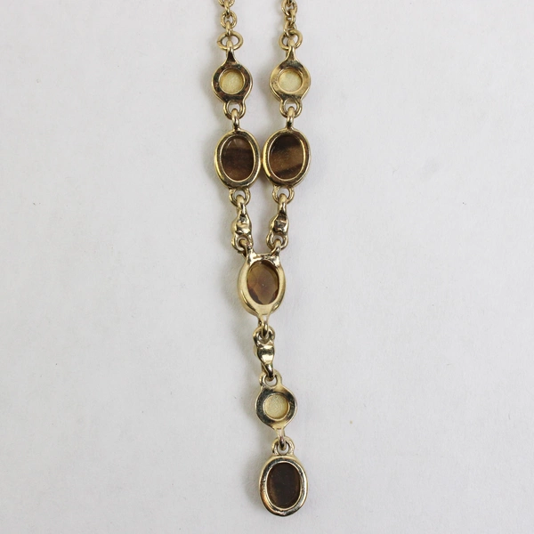 Liz & Co. Yellow and Amber Stones Gold-Tone Y-Drop Necklace 16"