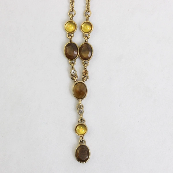 Liz & Co. Yellow and Amber Stones Gold-Tone Y-Drop Necklace 16"