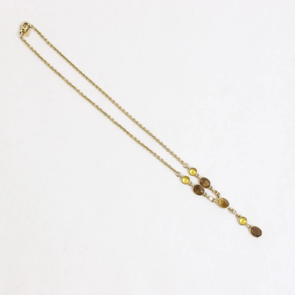 Liz & Co. Yellow and Amber Stones Gold-Tone Y-Drop Necklace 16"