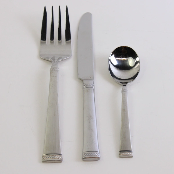 Lot Of 3 Mikasa Rope (Stainless) Flatware Dinner Knife Serving Fork Sugar Spoon