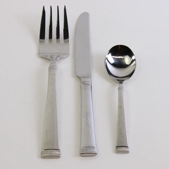 Lot Of 3 Mikasa Rope (Stainless) Flatware Dinner Knife Serving Fork Sugar Spoon