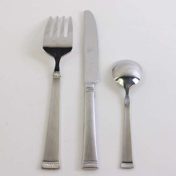 Lot Of 3 Mikasa Rope (Stainless) Flatware Dinner Knife Serving Fork Sugar Spoon