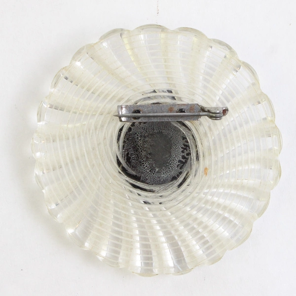 Vintage Clear and Black Lucite Cameo Brooch 2.5"