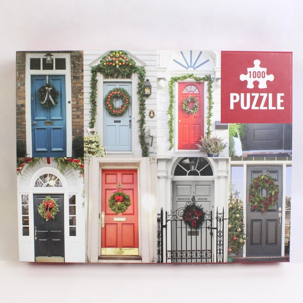 Christmas Doors 1000 Pcs Puzzle & Poster Talking Tables Inc. 29.5"x19.5"