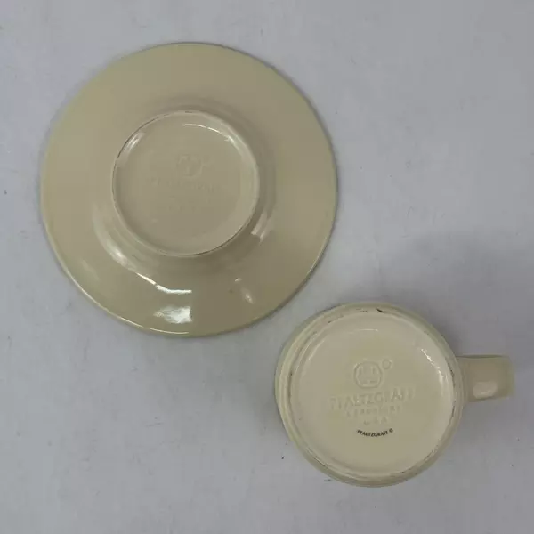 Set of 4 Pfaltzgraff Garden Party Flat Cups And Saucers