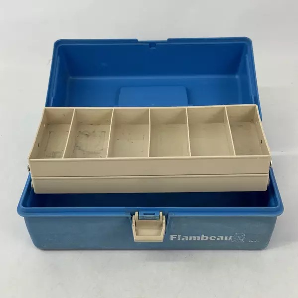 Vintage Flambeau Tackle Box PA-102 Blue Two Shelf Fishing Made in the USA