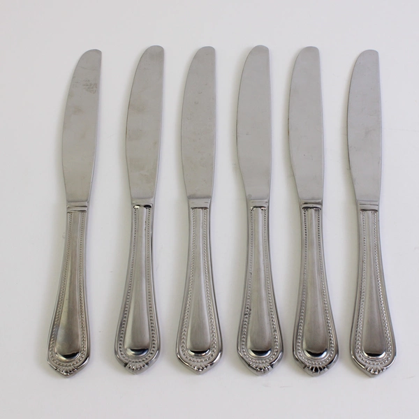 Lot of 6 Mikasa Regent Bead Stainless Dinner Knives Made in Vietnam