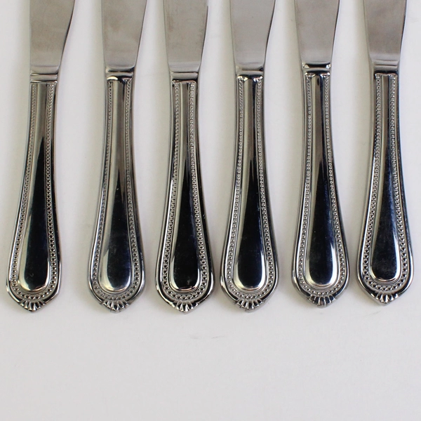 Lot of 6 Mikasa Regent Bead Stainless Dinner Knives Made in Vietnam