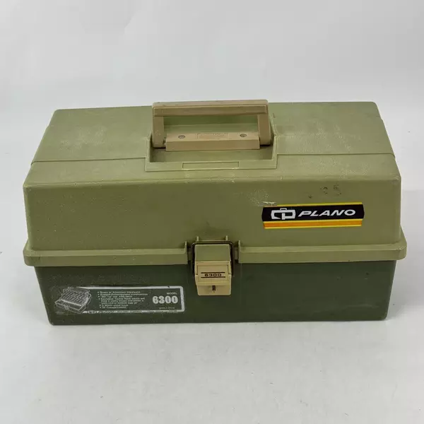 Vintage Plano 6300 Two-Tone Green Plastic 3 Tray Tackle Box