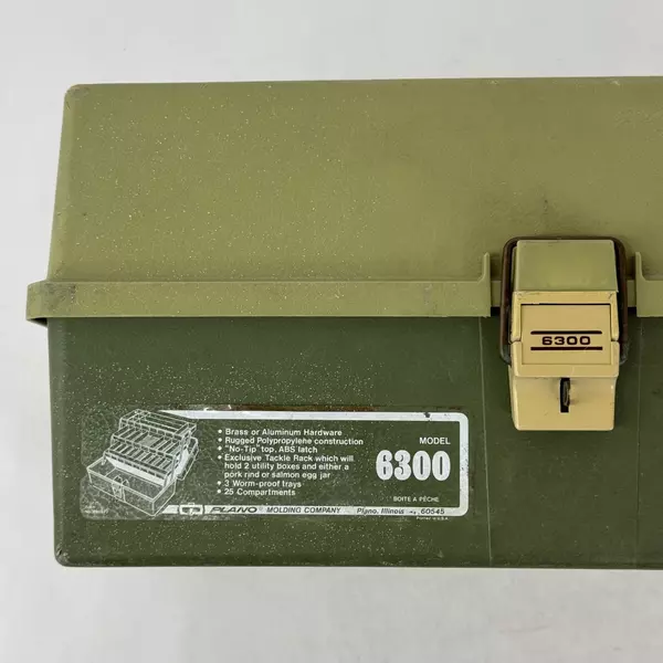 Vintage Plano 6300 Two-Tone Green Plastic 3 Tray Tackle Box