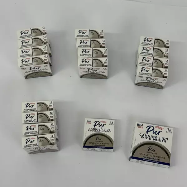 17 Boxes of 12 Pur Narrow Mouth Canning Lids Plus 1 Box of Wide Mouth