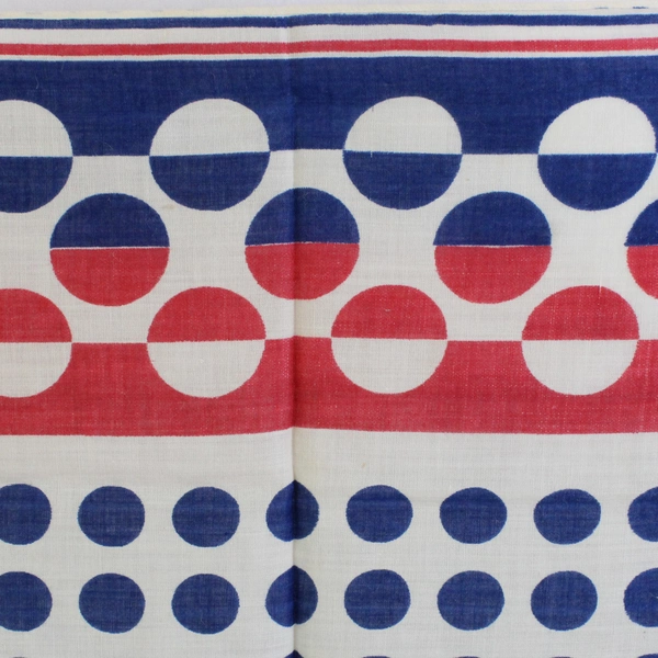 Vintage Retro Red White and Blue Polka Dot Scarf 20" x 20" Flawed