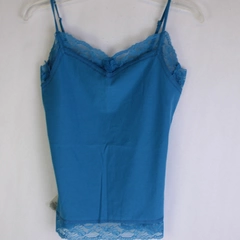 Van Heusen Women's Blue Spaghetti Strap Camisole XS Lace Trim Top