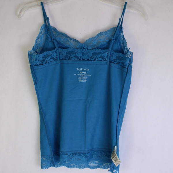 Van Heusen Women's Blue Spaghetti Strap Camisole XS Lace Trim Top