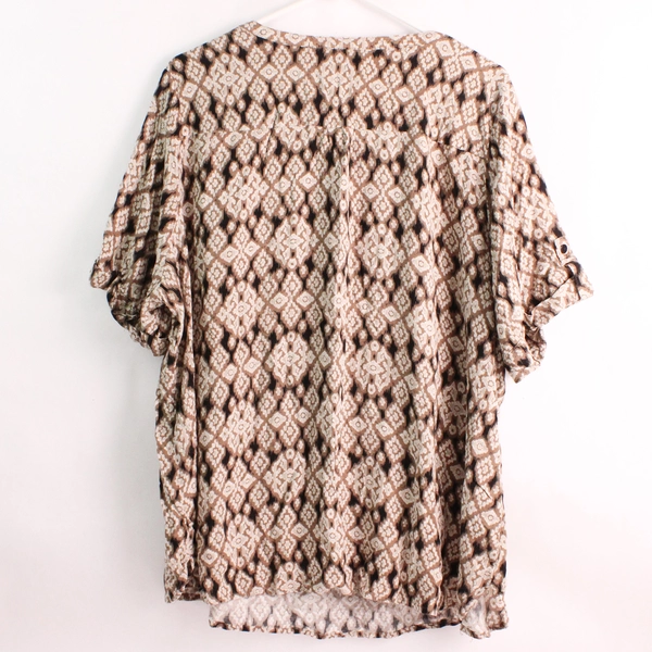 Croft & Barrow Brown and Black Tribal Pattern Blouse Women's 3X