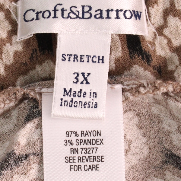 Croft & Barrow Brown and Black Tribal Pattern Blouse Women's 3X