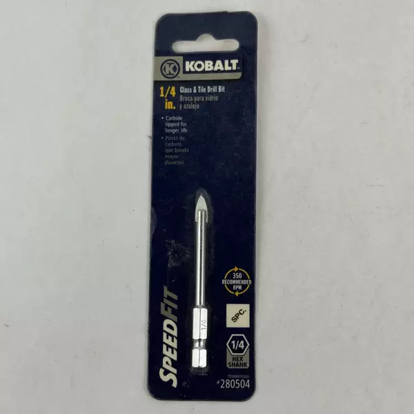 Kobalt Speed Fit 1/4 in. Hex Glass & Tile Bit #0280504 New in Original Packaging